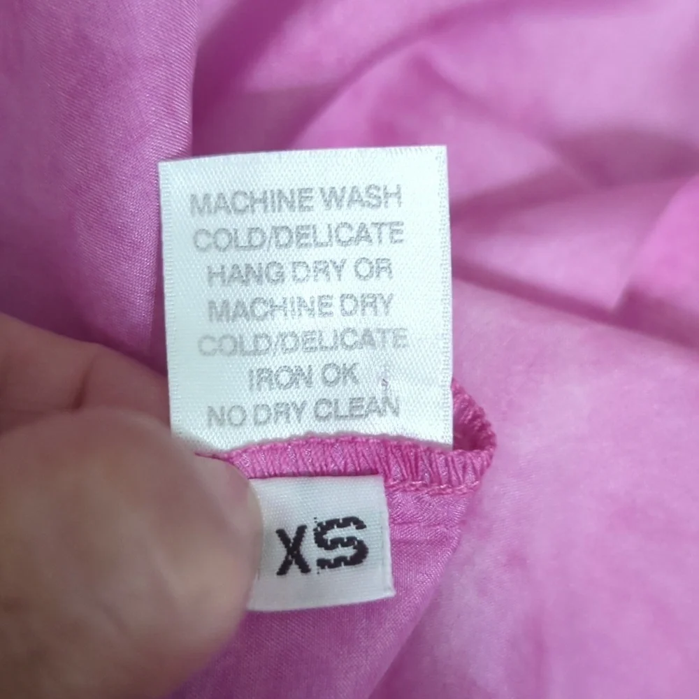 Johnny Was Amanda Bond 100% Silk Pink Peasant Blouse Puff Sleeve XS/S